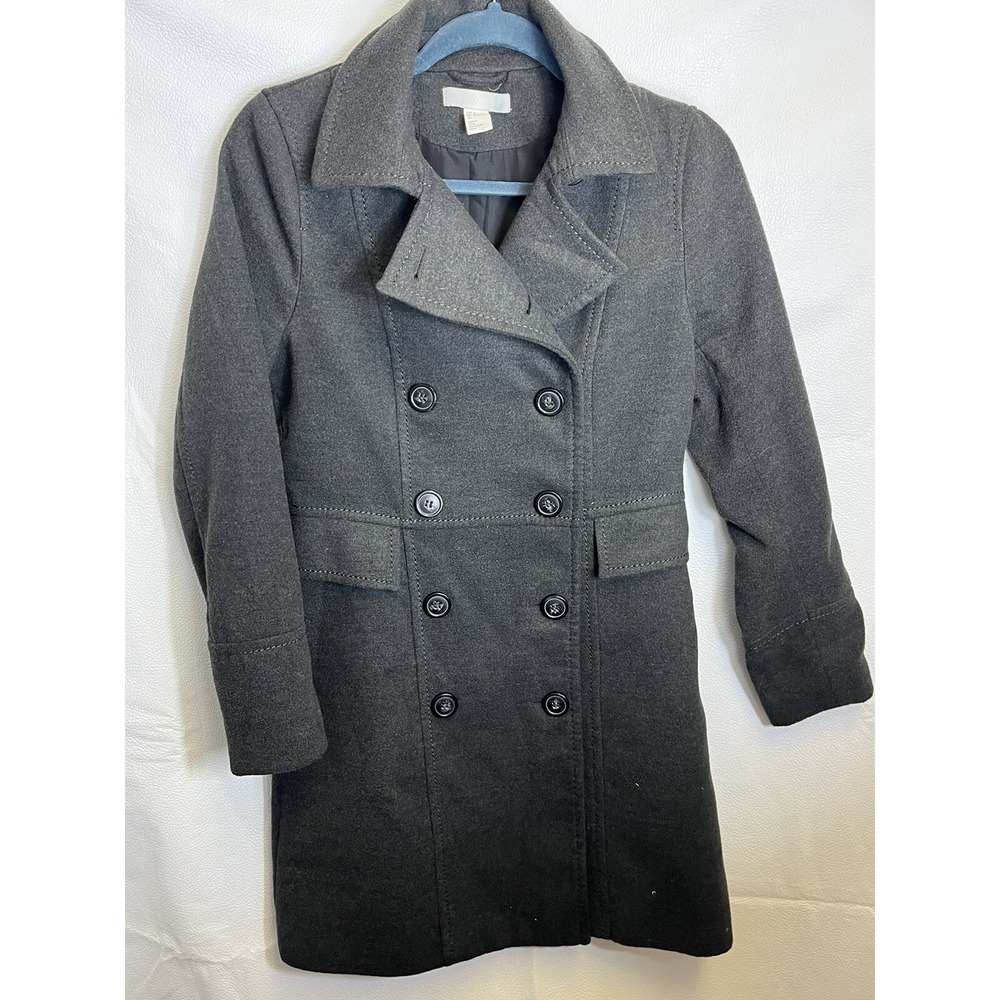 H & M WOMAN'S LONG  DOUBLE BREASTED WINTTER OVERCOAT  COAT SIZE US 35 Chest Med